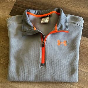 Men”s Under Armour Men's Gray and Orange Half-Zip Cold Gear Pullover
